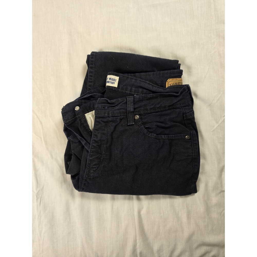 Signature By Levi Strauss & Co Jeans Womens 12 Dark Blue At Waist Bootcut 32x31